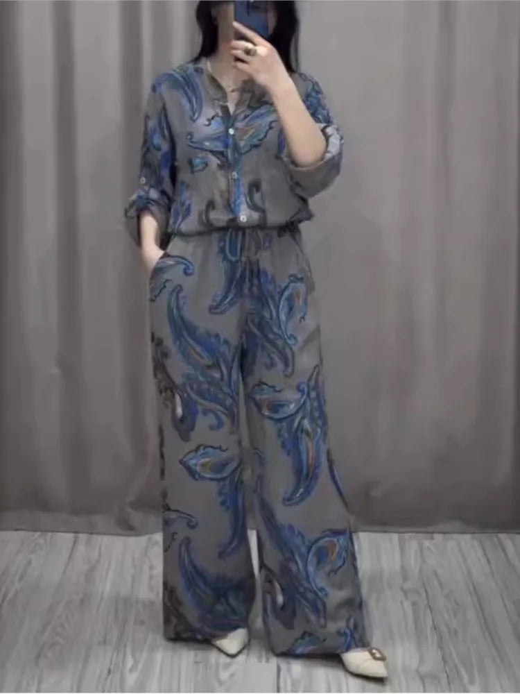 Fashion Long-sleeved Shirt Women's Set